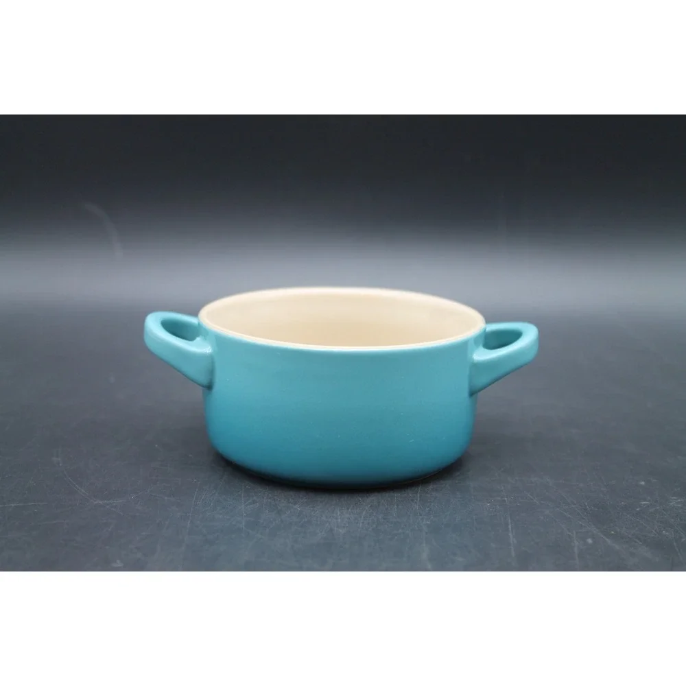 Le Creuset 8 Oz Caribbean Petite Round Individual Casserole Mini Cocotte Blue